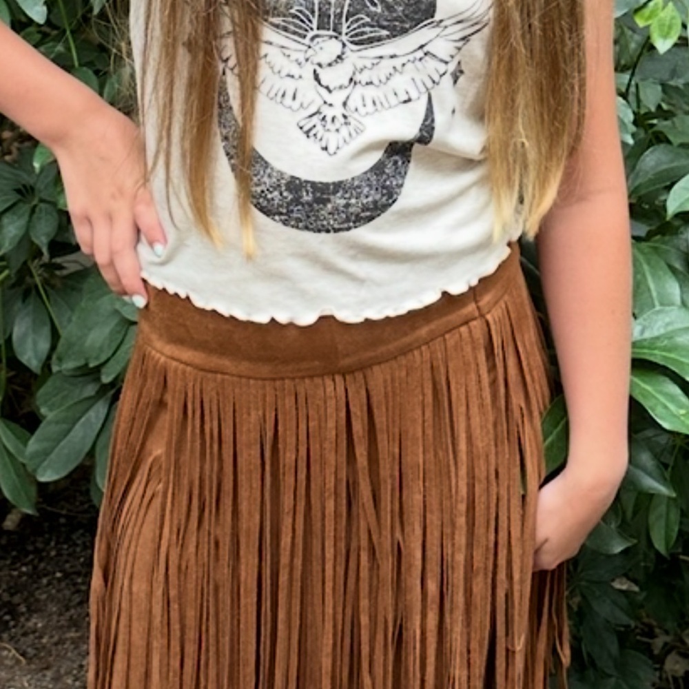 Joyfolie Brown Fringe Skirt